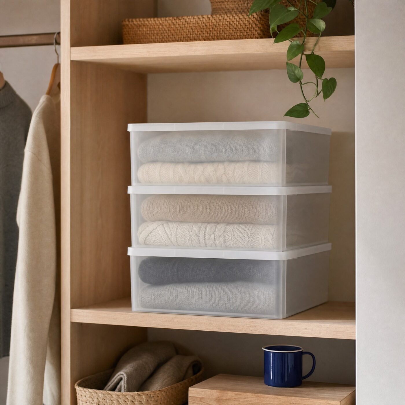 Stackable Storage Box with Lid — in a room