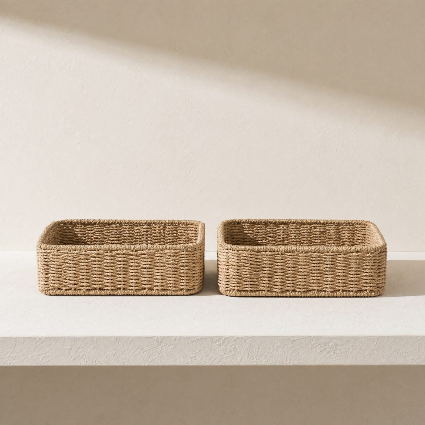 Paper Rope Shelf Baskets, Set of 2