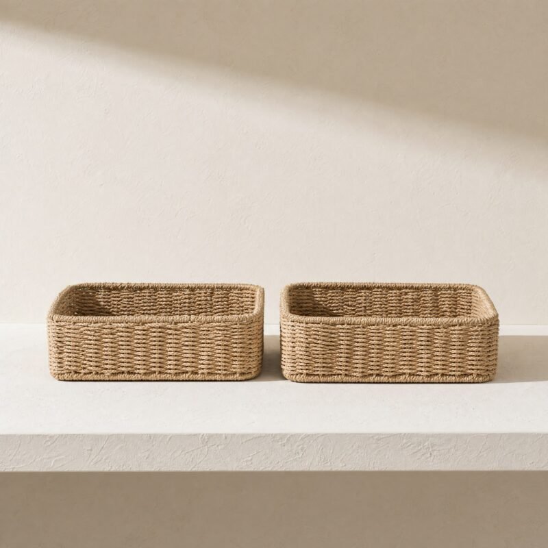Paper Rope Shelf Baskets, Set of 2