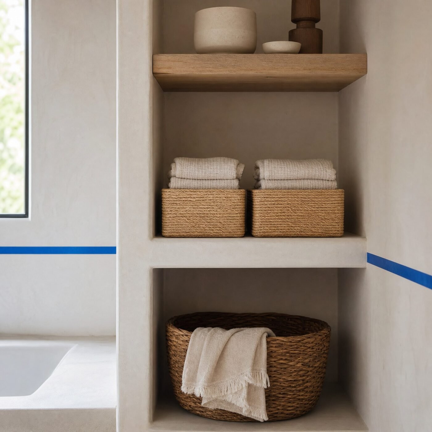 Paper Rope Shelf Baskets, Set of 2 — in a room