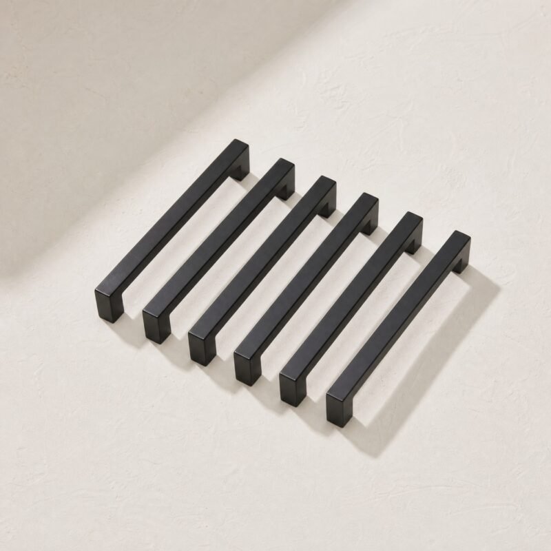 Square Bar Handle, Matt Black, Pack of 6