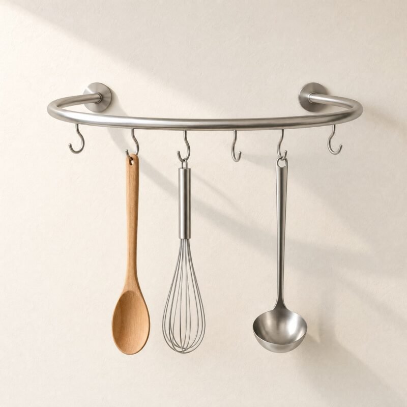 Kitchen Utensil Rail with 6 S-Hooks, 60 cm