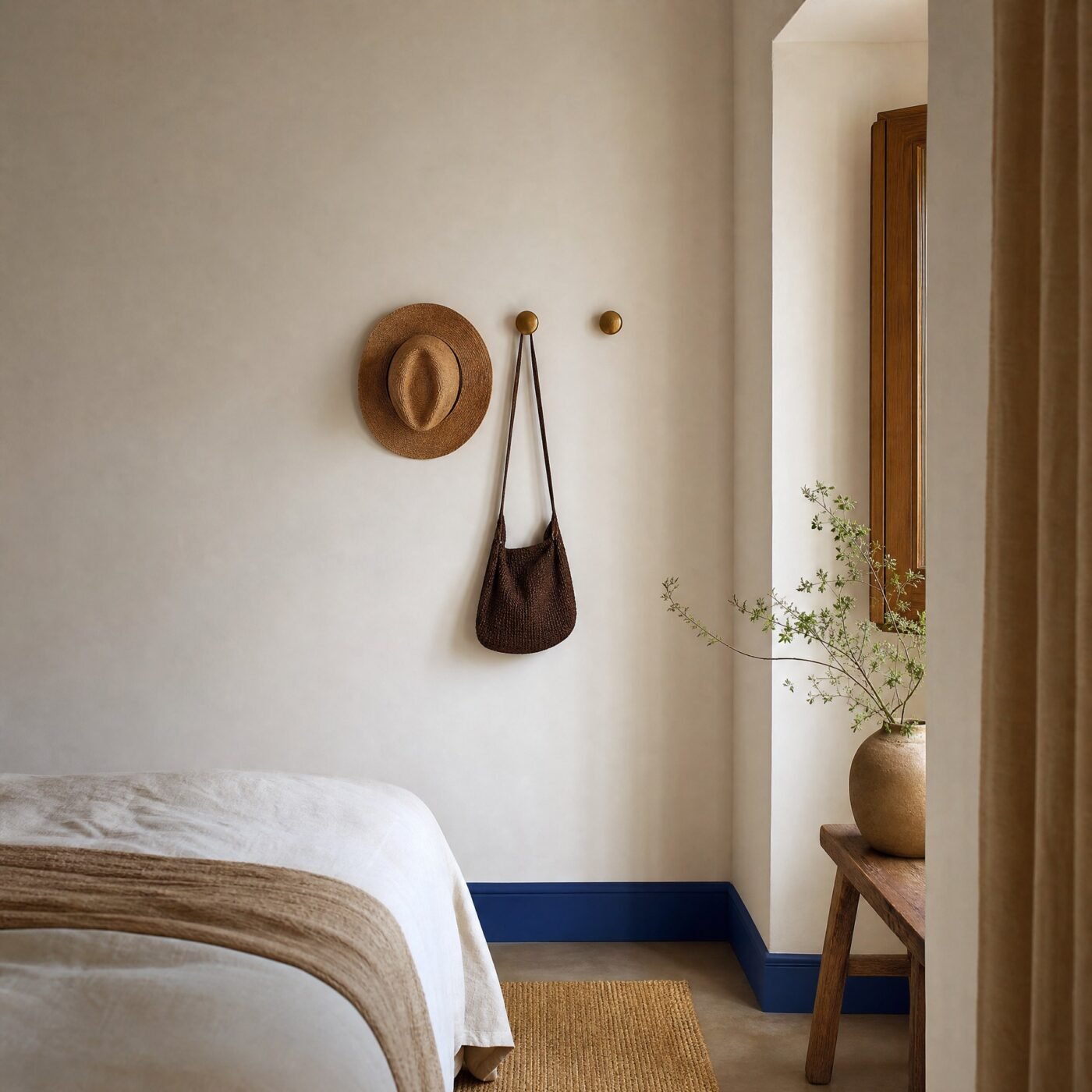 Round Peg Hooks, Brass-Tone, Set of 3 — in a room