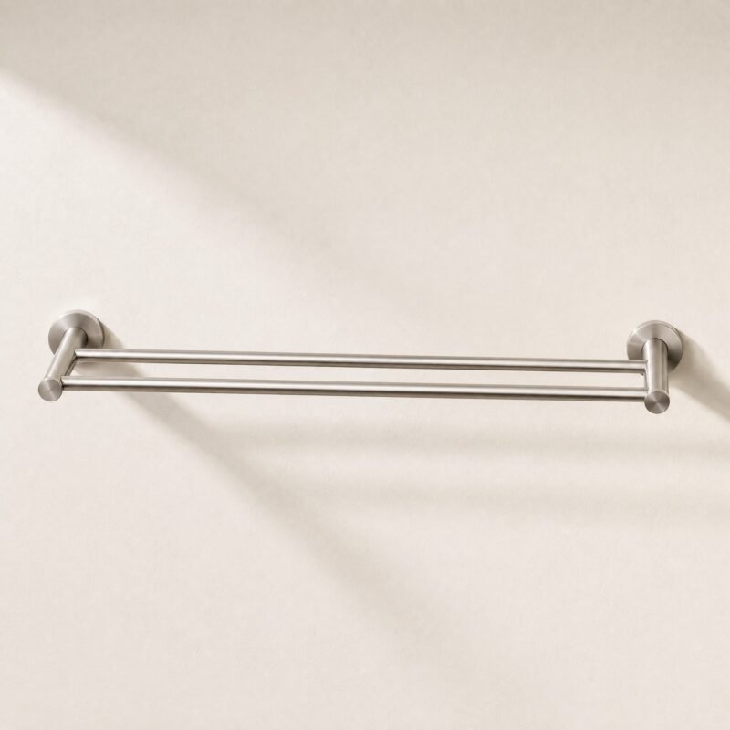Double Towel Bar, Brushed Stainless, 60 cm