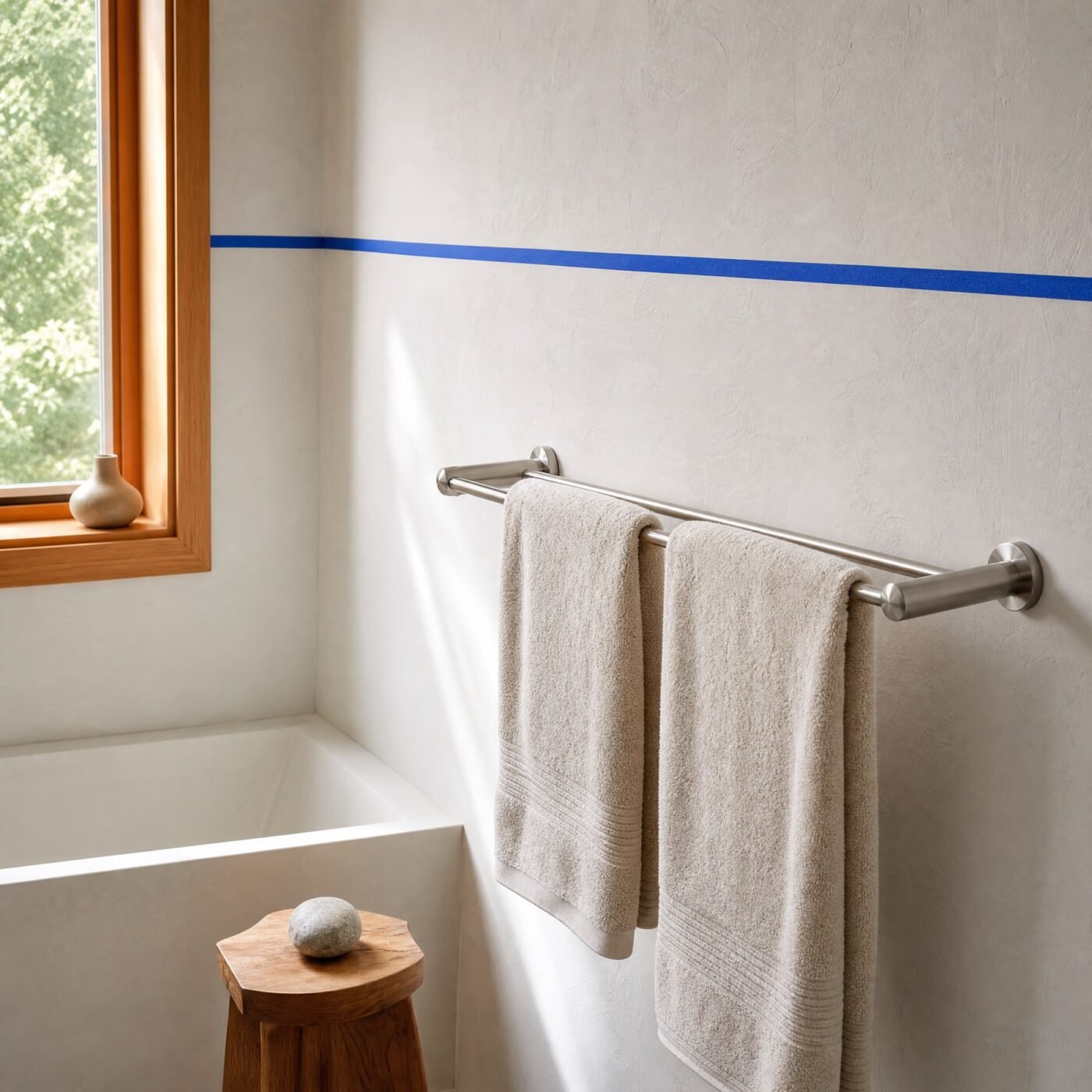 Double Towel Bar, Brushed Stainless, 60 cm — in a room