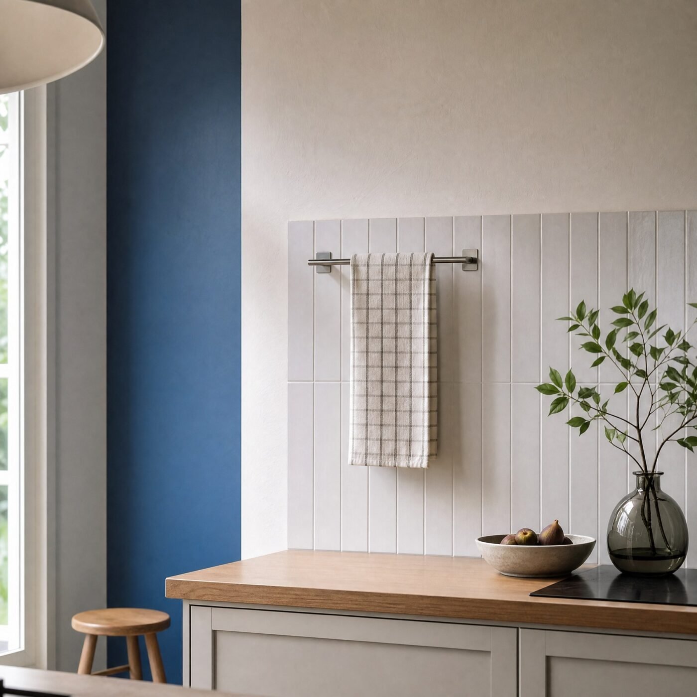 Adhesive Towel Bar, Brushed Stainless, 40 cm — in a room