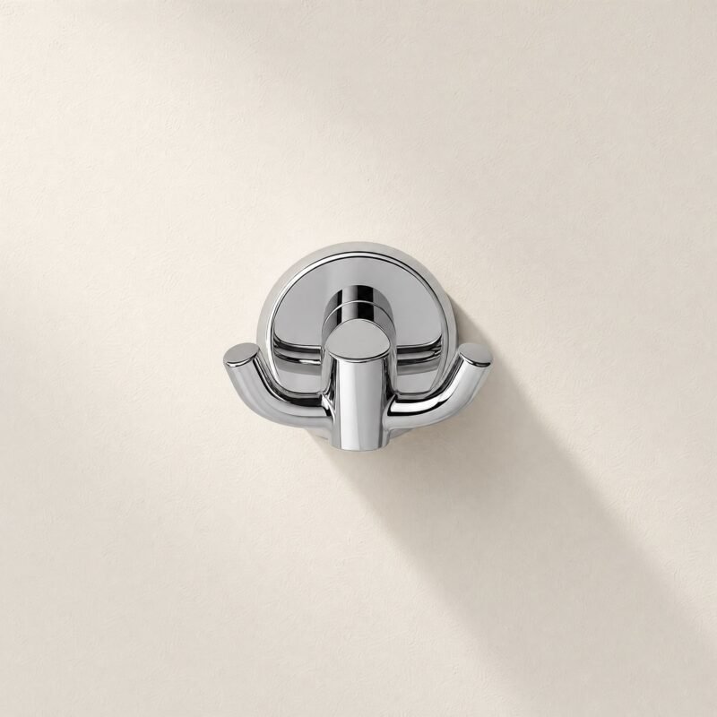 Double-Prong Robe Hook, Polished Chrome-Tone