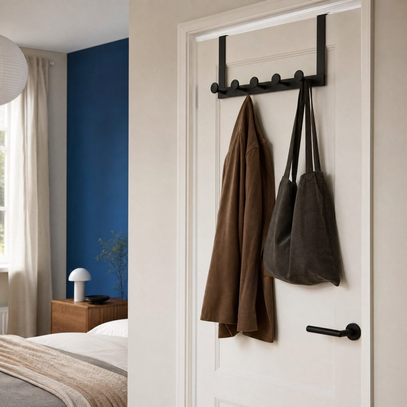 Over-Door Hook Rack, 6 Hooks — in a room