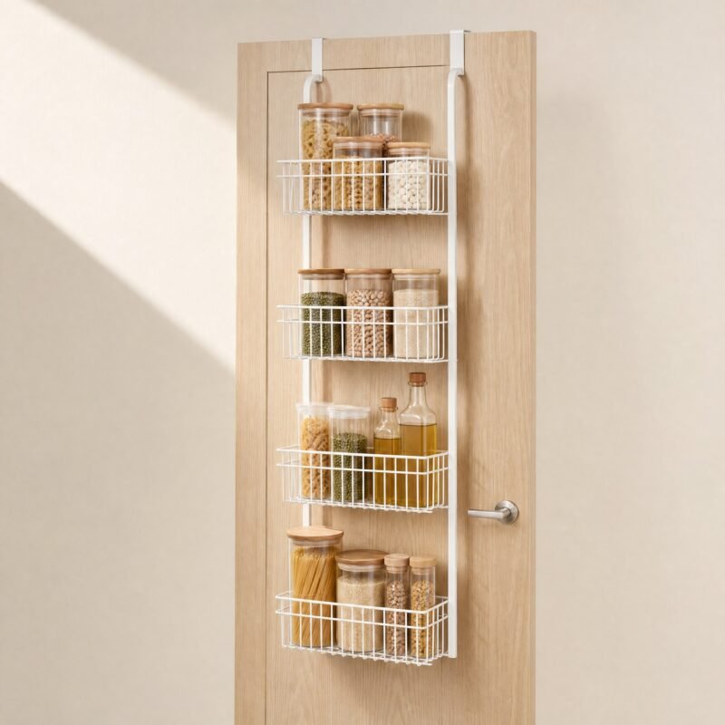 Over-Door Pantry Rack, 4 Baskets