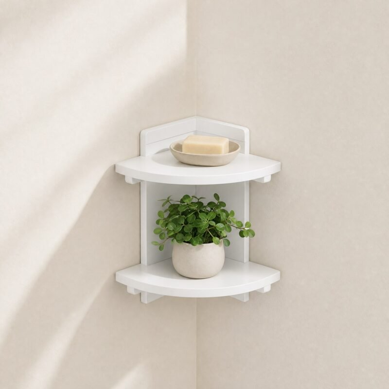 Two-Tier Corner Shelf, White