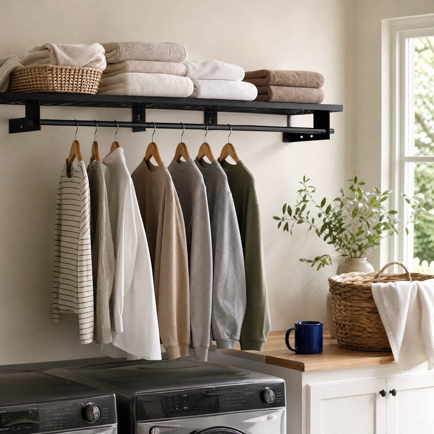Wire Shelf with Hanging Rail, 45 cm — in a room